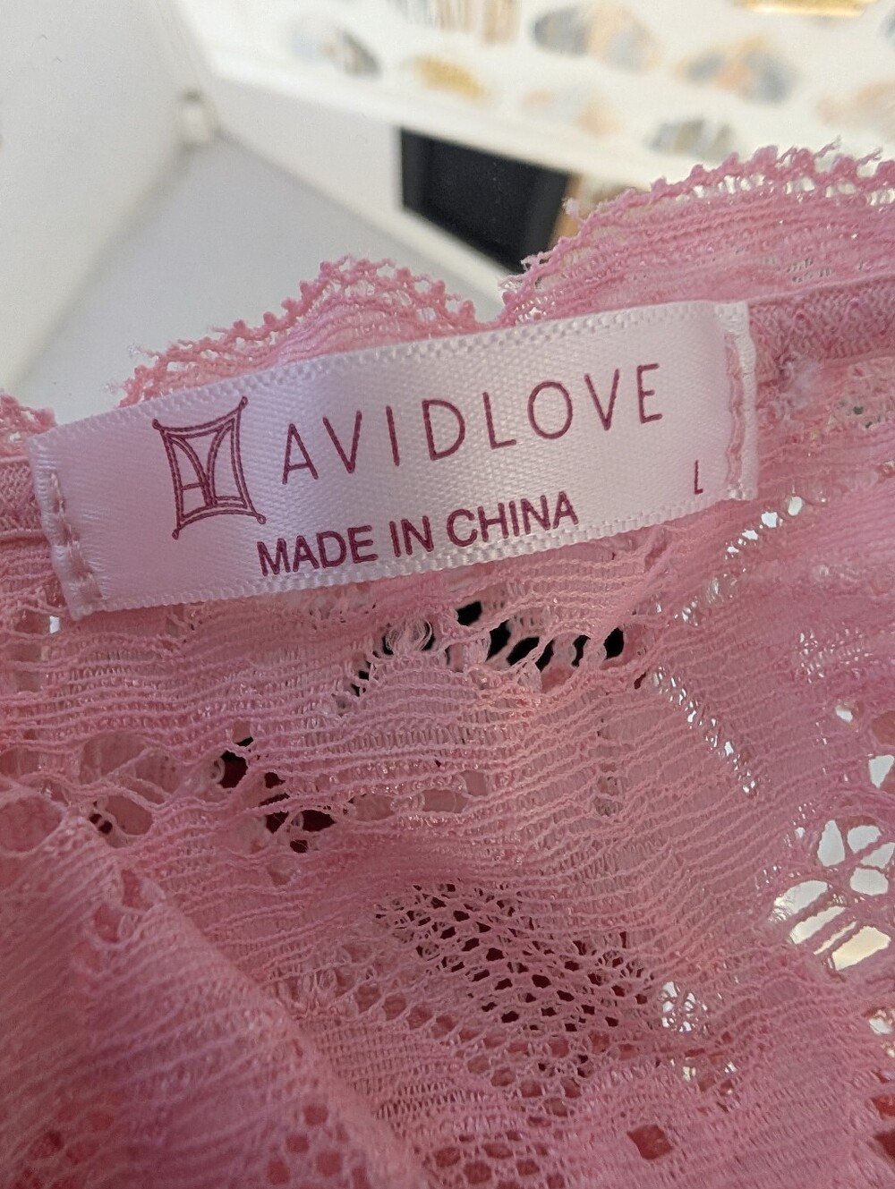 Nightgown Lingerie Pink Lace Empire-Waist Nightgown Size L - Picture 4 of 4
